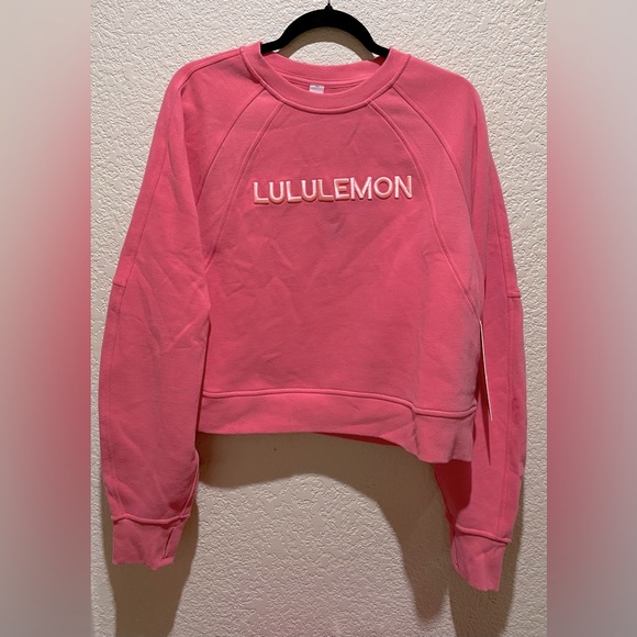 NEW Lululemon Scuba Oversized Wordmark Pullover Sweatshirt Sakure Pink M/L - Picture 9 of 13